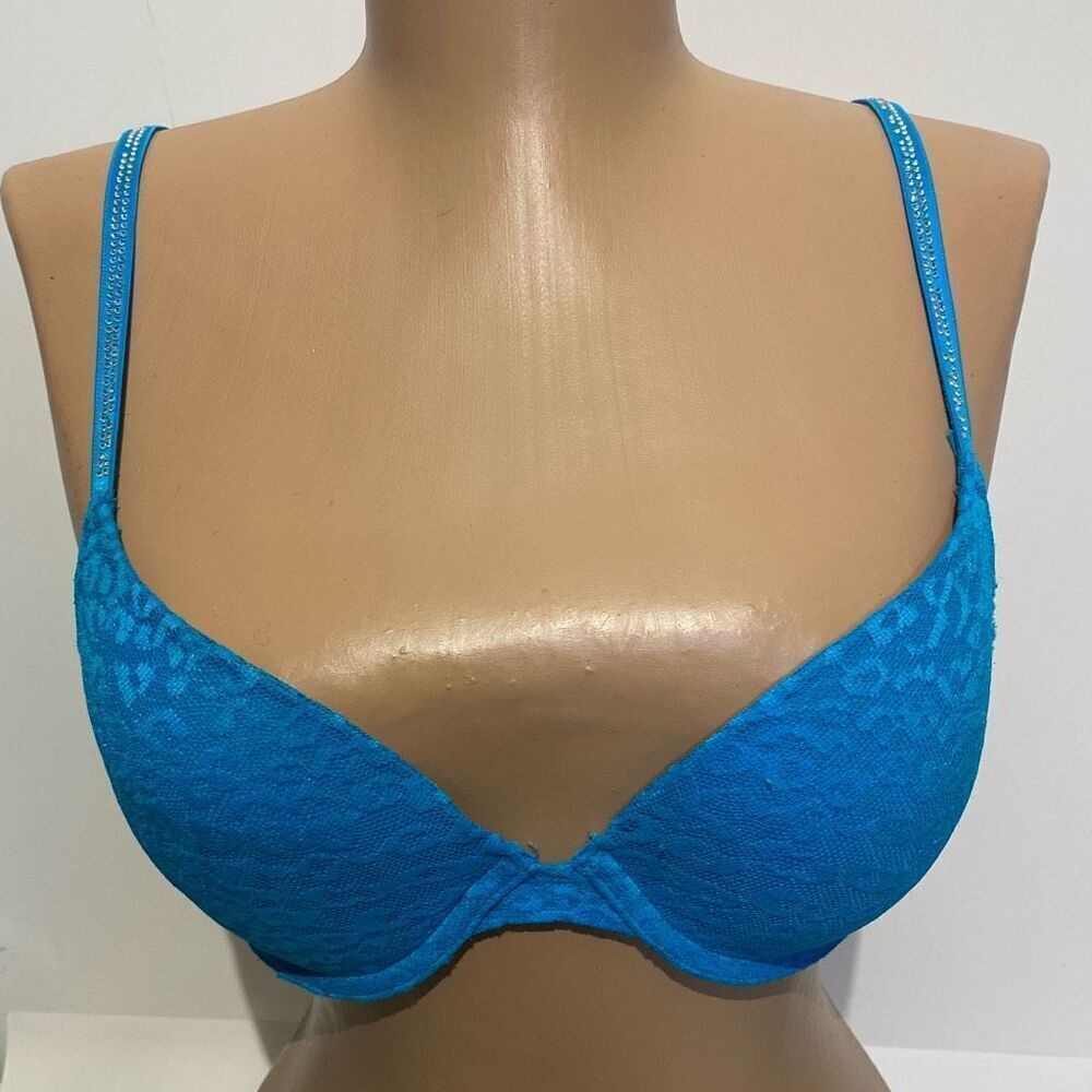Pink Victoria's Secret Women's‎ Blue Wear Everywhere Rhinestone Push Up Bra 34B
